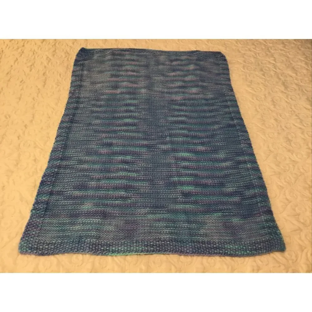 New Handmade Crocheted Baby‎ Blanket Lap blanket Blue purple 35LX26W inches